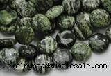 CSJ41 15.5 inches 10mm flat round green silver line jasper beads