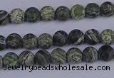 CSJ500 15.5 inches 4mm round matte green silver line jasper beads