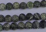 CSJ501 15.5 inches 6mm round matte green silver line jasper beads