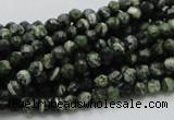 CSJ62 15.5 inches 4mm faceted round green silver line jasper beads