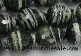 CSJ77 15.5 inches 15*20mm faceted teardrop green silver line jasper beads