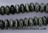 CSJ89 15.5 inches 6*12mm rondelle green silver line jasper beads