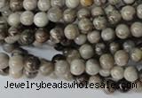 CSL10 15.5 inches 4mm round silver leaf jasper beads wholesale