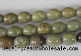 CSL103 15.5 inches 8*10mm rice silver leaf jasper beads wholesale