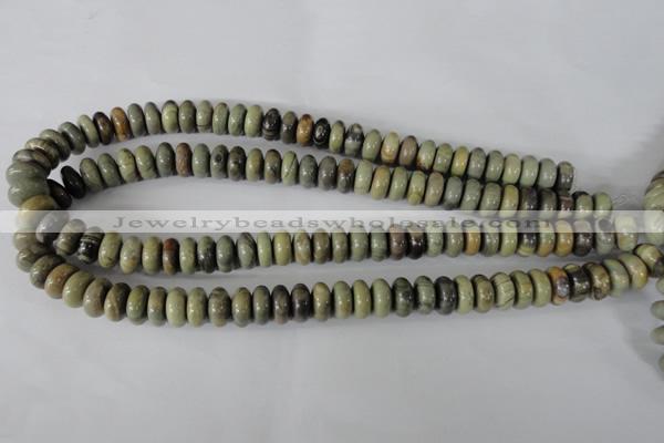 CSL109 15.5 inches 6*12mm rondelle silver leaf jasper beads wholesale