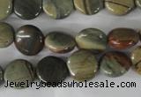 CSL115 15.5 inches 12mm flat round silver leaf jasper beads wholesale