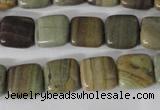 CSL118 15.5 inches 12*12mm square silver leaf jasper beads wholesale