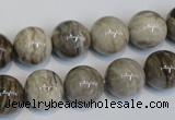 CSL12 15.5 inches 12mm round silver leaf jasper beads wholesale