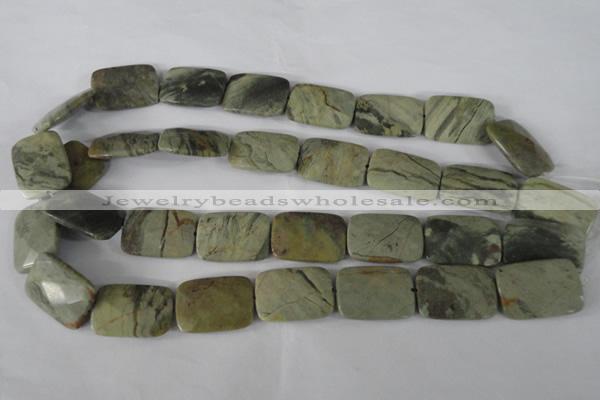 CSL121 15.5 inches 18*25mm faceted rectangle silver leaf jasper beads