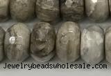 CSL133 15.5 inches 6*10mm faceted rondelle sliver leaf jasper beads