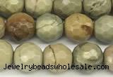 CSL171 15 inches 6mm faceted round silver leaf jasper gemstone beads