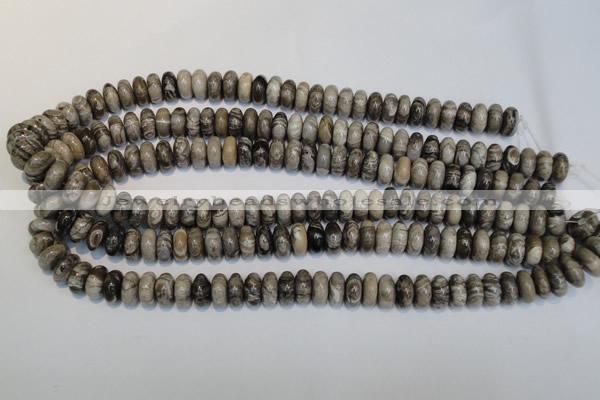 CSL19 15.5 inches 6*12mm rondelle silver leaf jasper beads wholesale