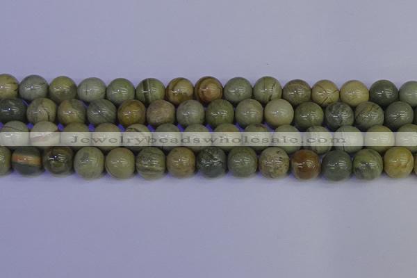 CSL205 15.5 inches 14mm round silver leaf jasper beads wholesale