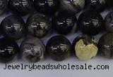 CSL213 15.5 inches 10mm round black silver leaf jasper beads