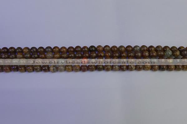 CSL220 15.5 inches 4mm round gold leaf jasper beads wholesale