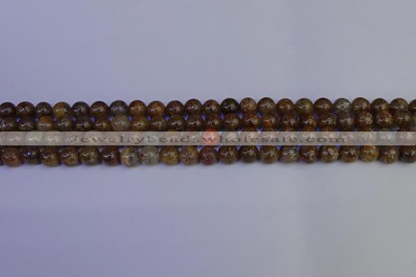 CSL221 15.5 inches 6mm round gold leaf jasper beads wholesale