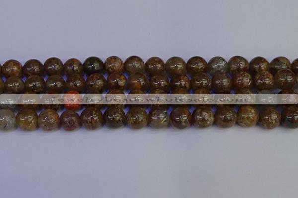 CSL225 15.5 inches 14mm round gold leaf jasper beads wholesale