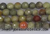 CSL230 15.5 inches 4mm faceted round silver leaf jasper beads