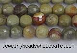 CSL231 15.5 inches 6mm faceted round silver leaf jasper beads