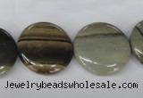 CSL32 15.5 inches 20mm flat round silver leaf jasper beads wholesale