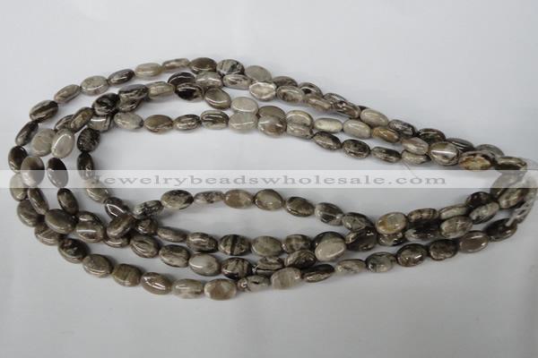 CSL40 15.5 inches 8*12mm oval silver leaf jasper beads wholesale