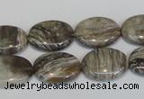 CSL43 15.5 inches 13*18mm oval silver leaf jasper beads wholesale