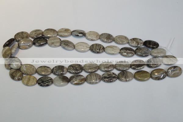 CSL43 15.5 inches 13*18mm oval silver leaf jasper beads wholesale