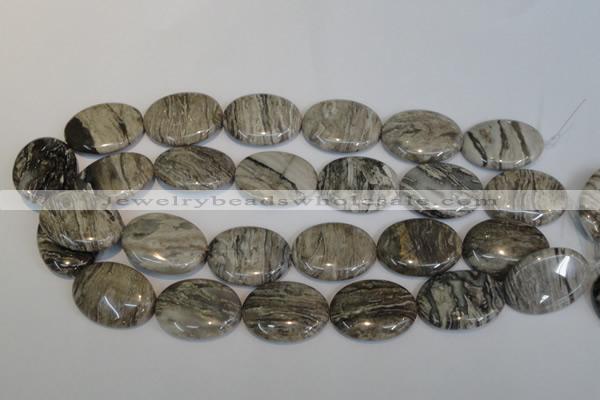 CSL46 15.5 inches 20*30mm oval silver leaf jasper beads wholesale