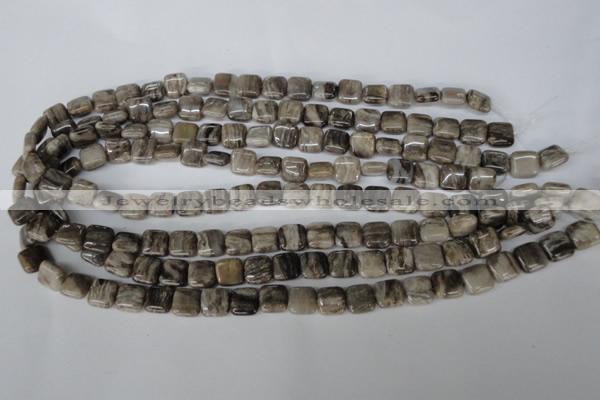 CSL50 15.5 inches 10*10mm square silver leaf jasper beads wholesale