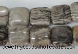 CSL52 15.5 inches 14*14mm square silver leaf jasper beads wholesale