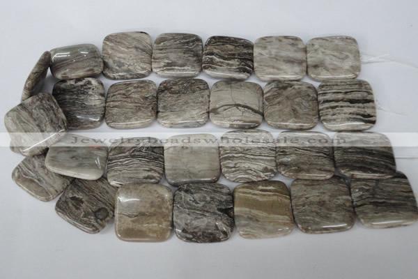 CSL57 15.5 inches 30*30mm square silver leaf jasper beads wholesale