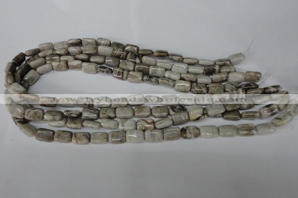 CSL65 15.5 inches 8*12mm rectangle silver leaf jasper beads wholesale