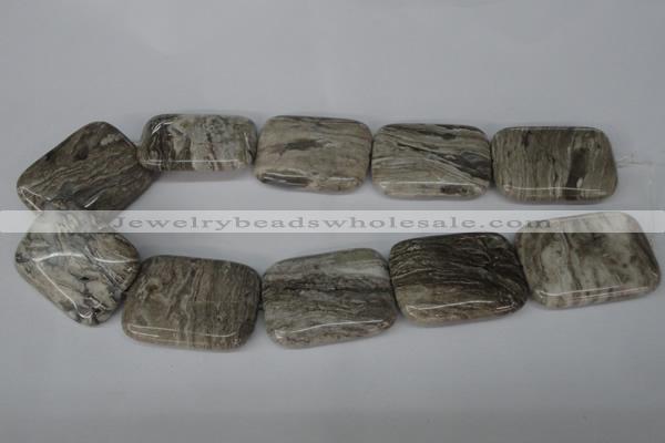 CSL72 15.5 inches 30*40mm rectangle silver leaf jasper beads wholesale