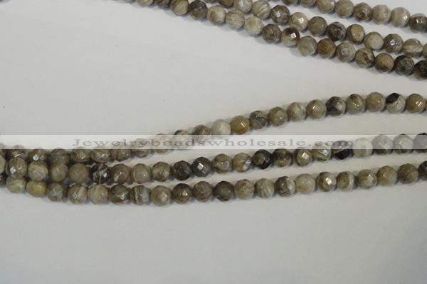 CSL91 15.5 inches 6mm faceted round silver leaf jasper beads wholesale