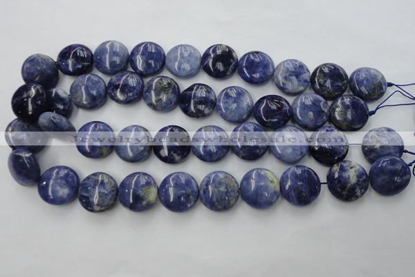 CSO380 15.5 inches 20mm flat round natural sodalite gemstone beads