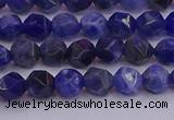 CSO551 15.5 inches 6mm faceted nuggets sodalite gemstone beads