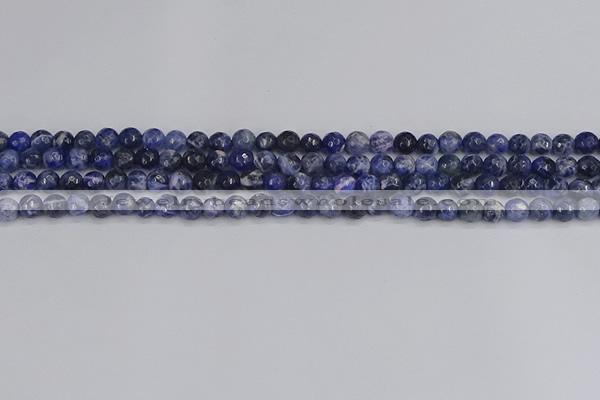 CSO558 15.5 inches 4mm faceted round sodalite gemstone beads