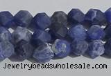 CSO565 15.5 inches 6mm faceted nuggets matte sodalite beads