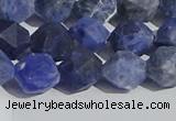 CSO567 15.5 inches 10mm faceted nuggets matte sodalite beads