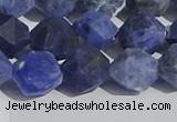 CSO568 15.5 inches 12mm faceted nuggets matte sodalite beads