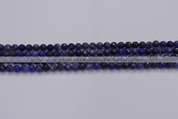 CSO600 15.5 inches 4mm faceted round sodalite gemstone beads