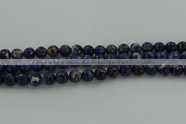 CSO644 15.5 inches 10mm faceted round sodalite gemstone beads