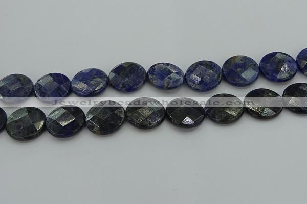 CSO710 15.5 inches 20mm faceted coin sodalite gemstone beads