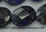 CSO711 15.5 inches 25mm faceted coin sodalite gemstone beads