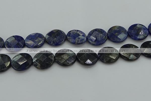 CSO711 15.5 inches 25mm faceted coin sodalite gemstone beads