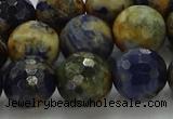 CSO755 15.5 inches 14mm faceted round orange sodalite beads