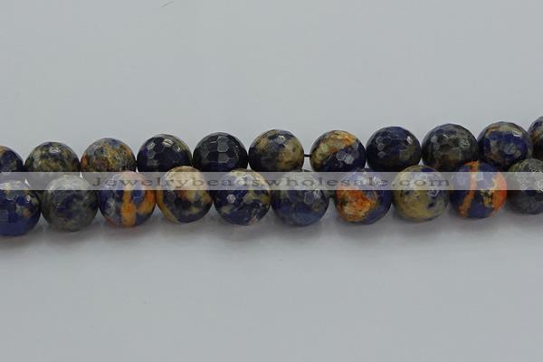 CSO757 15.5 inches 18mm faceted round orange sodalite beads