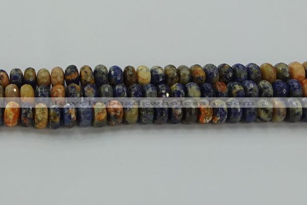 CSO764 15.5 inches 7*12mm faceted rondelle orange sodalite beads