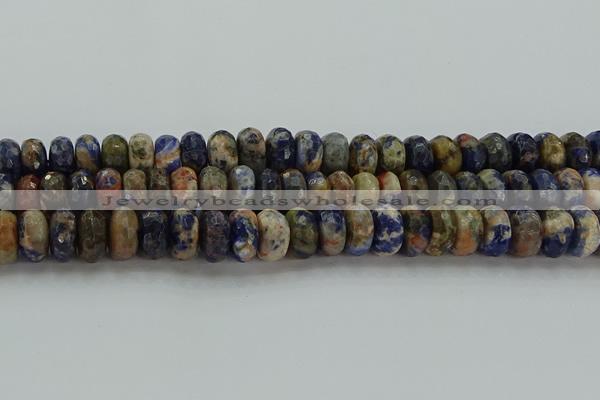 CSO765 15.5 inches 8*14mm faceted rondelle orange sodalite beads