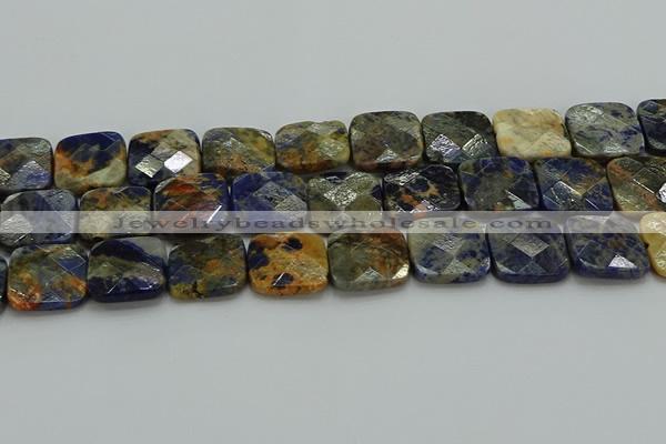 CSO784 15.5 inches 20*20mm faceted square orange sodalite beads